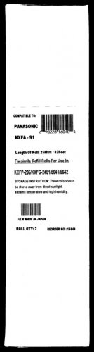 2-pack of KX-FA91 Fax Refill Rolls for Panasonic KX-FP205 Also for Panasonic KX-FP215 and KX-FG2451