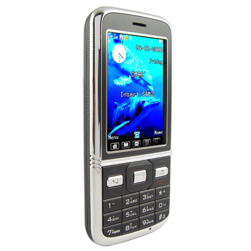 Quad Band Dual SIM Cellphone - Slim Touchscreen Mobile (Black)