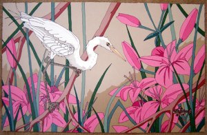 Dan Goad White Egret with Fish Signed #'ed Art Print