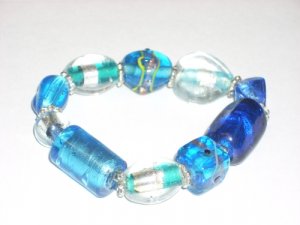 Glass Foil Bracelets Small Wholesale Lot of (10) Free Shipping No Tax Beautiful and Unique