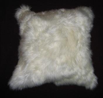 Fur Pillow cover, made of white alpaca fur,12 x 12 inch