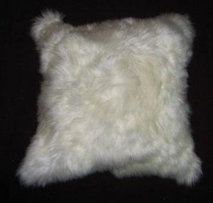 Fur Pillow cover, made of white alpaca fur,12 x 12 inch