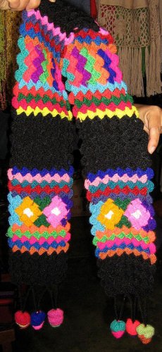 Ethnic peruvian embroidered scarf,shawl of Alpacawool