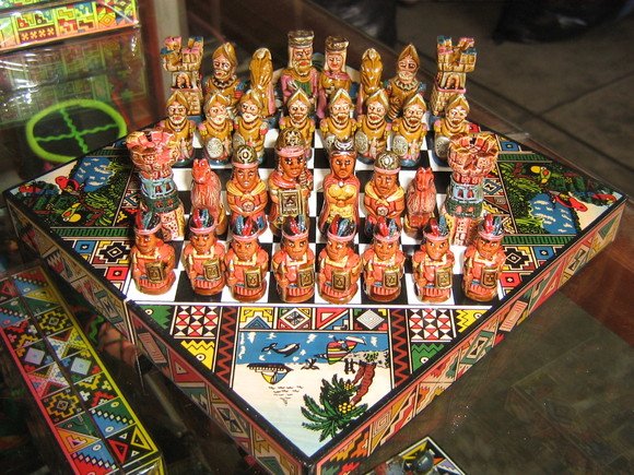 Handpainted chess, spanish against Incas,Game