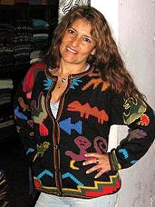 Ethnic peruvian cardigan, jacket made of Alpaca wool