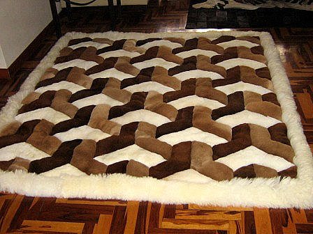 Peruvian Alpaca fur rug with a 3D-Design, 90 x 60 cm
