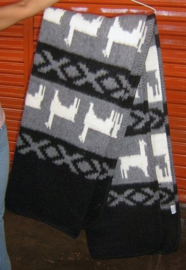 Gray blanket, coverlet made of alpacawool, Twin Size