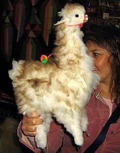 Fur alpaca figure, a soft toy handmade