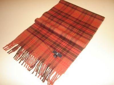 Orange chekked scarf made of Babyalpaca wool