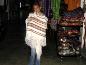 Poncho with a shawl made of soft Alpaca fabric