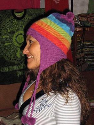 Peruvian rainbow Chullo made of pure Alpacawool,hat