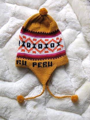 Ethnic peruvian Chullo, Woolly Hat with ear flaps