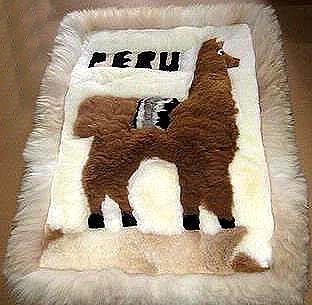 Motive Alpaca fur rug from Peru,carpet 35 x 23 Inches