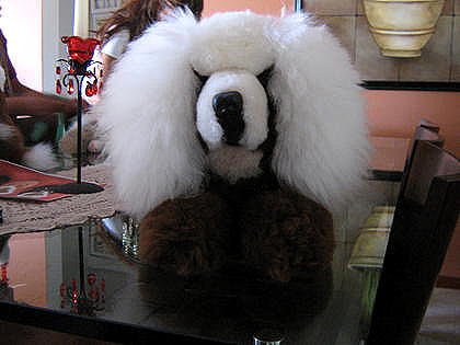 Dog handmade of pure Babyalpaca fur, soft toy figure