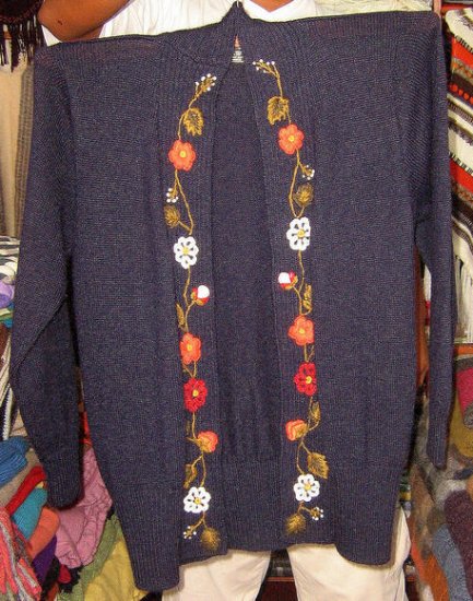 Embroidered cardigan, jacket made of Alpacawool