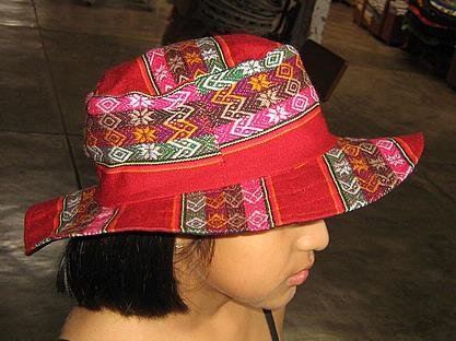 Childrens Summer Sun Hat Red Multicolour of peru
