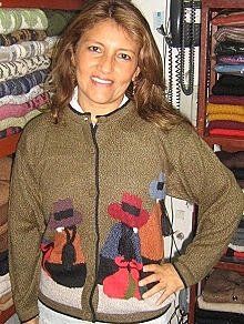 Ethnic peruvian Cardigan, made of Babyalpaca wool