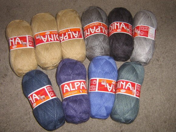 2.2 pounds mixed colored alpacawool,knitting wool