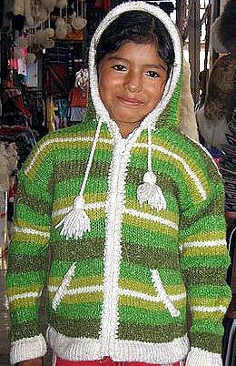 Green hooded cardigan, Jacket made of Alpacawool