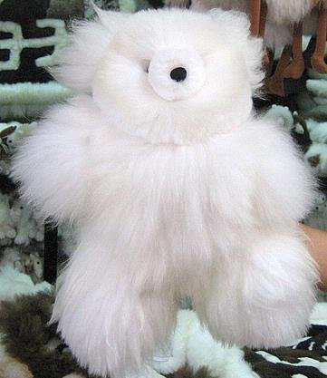 Fur Teddy Bear,white Babyalpaca fur, soft toy,figure