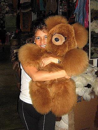 Fur Teddy bear made of brown Alpaca pelt, 31.5 Inches