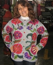 Embroidered cardigan, jacket made of Alpacawool
