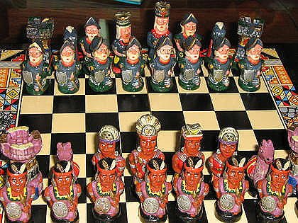 Handpainted chess, spanish against Incas,Game