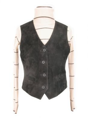 Dark grey sleeveless vest, lamb nappa leather