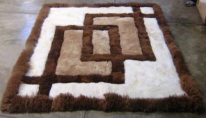 Peruvian Alpaca fur rug with geometric design, 220 x 200 cm