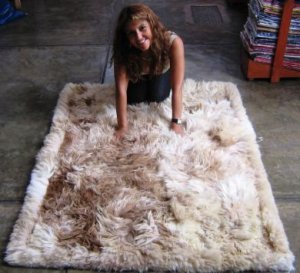 Suri alpaca fur carpet, long-haired fur, 300 x 200 cm