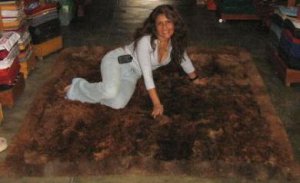 Dark brown baby alpaca fur rug from Peru, 80 x 60 cm
