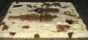 Baby alpaca fur rug, brown / white spots, from Peru, 80 x 60 cm