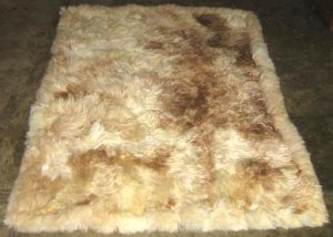 Soft baby alpaca fur rugs in the natural colores white and brown, 220 x 200 cm