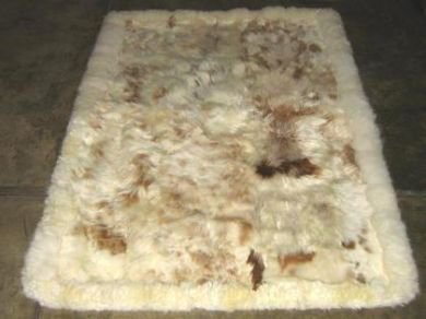 Baby alpaca fur rug with brown spots, from Peru 90 x 60 cm