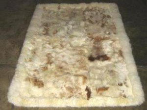 Baby alpaca fur rug with brown spots, from Peru 90 x 60 cm
