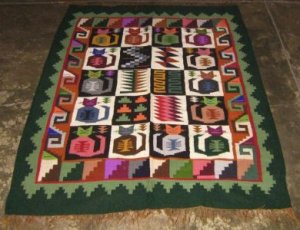 Hand-weaved colorful rug from Peru, Inka Calendarium design