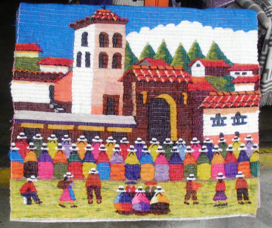 Peruvian motive wall rug , Church of Chincheros