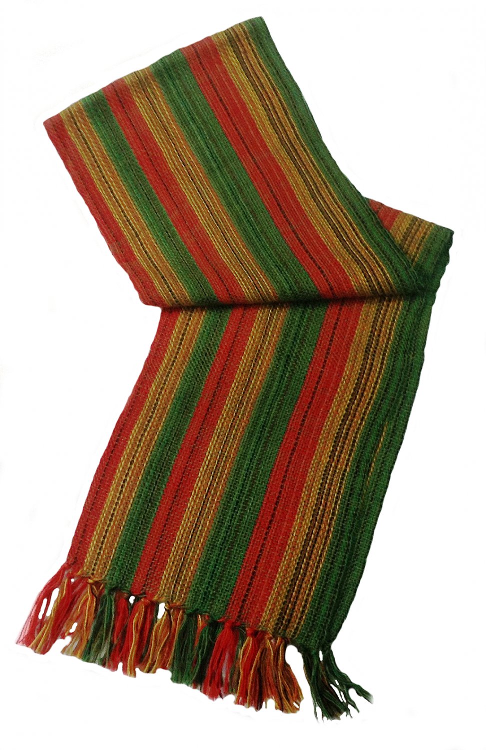 Unisex 100% Green Alpaca Wool Scarf, Shawl Stripes 63"x 4.72"