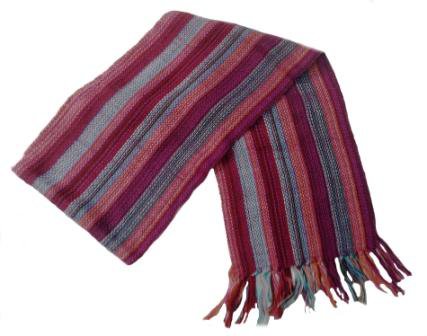 Unisex 100% Multicolor Alpaca Wool Scarf, Shawl Stripes 63"x 4.72"