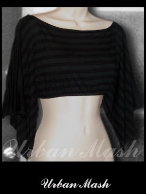 Deco Sexy Black Crop Top with Slitted Sleeves - size small - TSBK0002