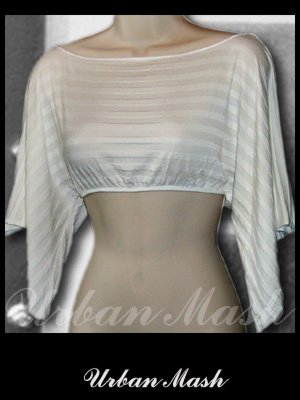 Deco Sexy White Crop Top with Slitted Sleeves - size medium - TMW0002