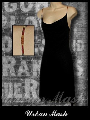 EXQUZ Black Cocktail Dress with Decorative Straps - size medium - DMBK0003