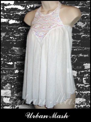 Clearance Sale - Sequined White Halter Top by Jolie & Beau - one size fits most - TOSW0009