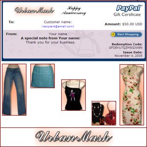 Anniversary Gift Certificate $100 - Urban Mash Boutique - Apparel & Accessories