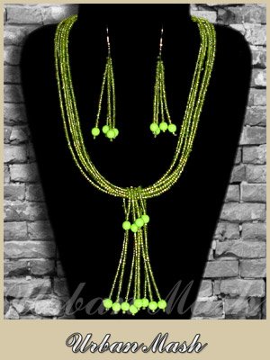 Multiple Strand Beaded Necklace & Earrings SET - A0013