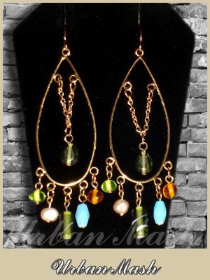 Antique Style Goldtone Oval Chandelier Earrings - A0010
