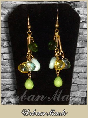 Antique Style Goldtone Beaded Dangle Earrings - A0009