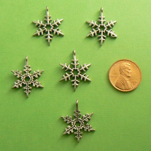 Snowflake Charms - Silver Toned - Lot of 5