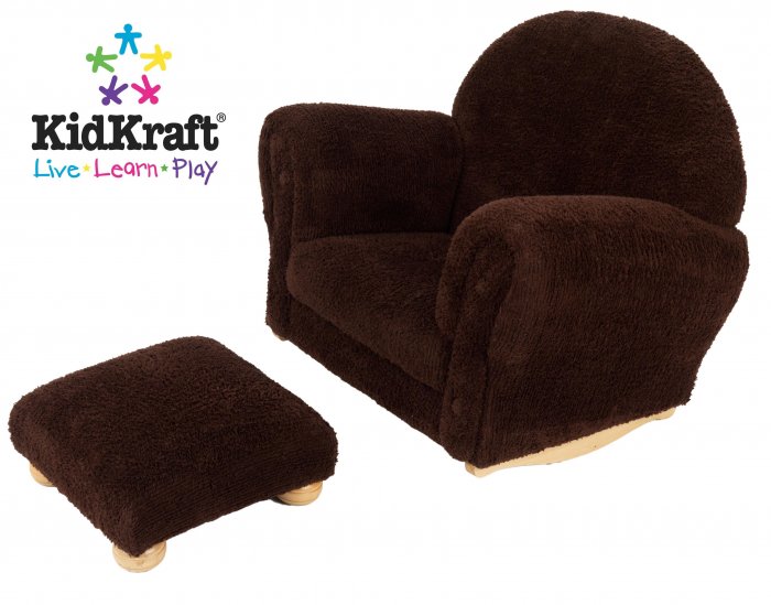 Kidkraft Chocolate Chenille Upholstered Rocker & Ottoman
