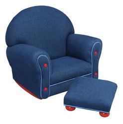 KidKraft Denim Upholstered Rocker & Ottoman